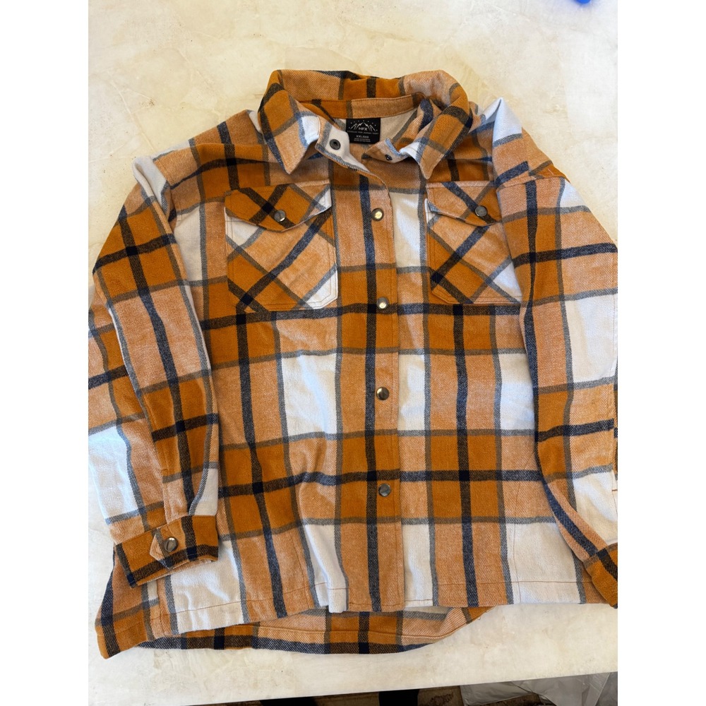 HFX Mens Orange Plaid Flannel Shirt Jacket XXL Heavyweight Shacket
